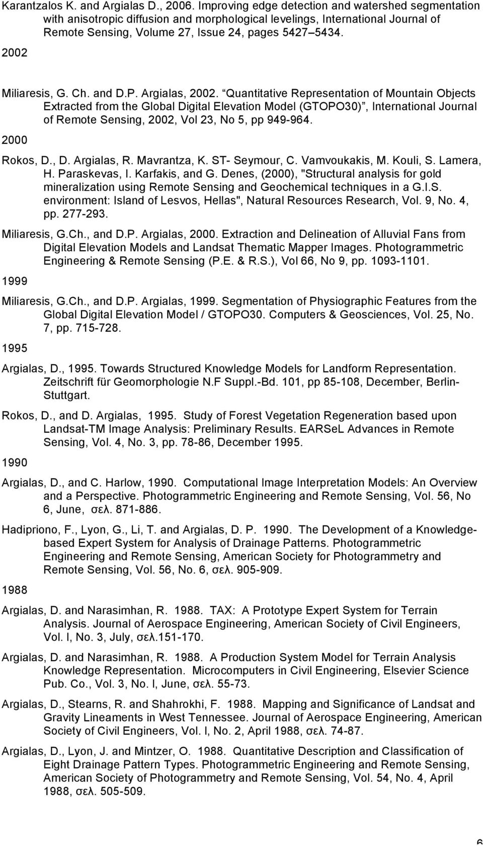 2002 Miliaresis, G. Ch. and D.P. Argialas, 2002.