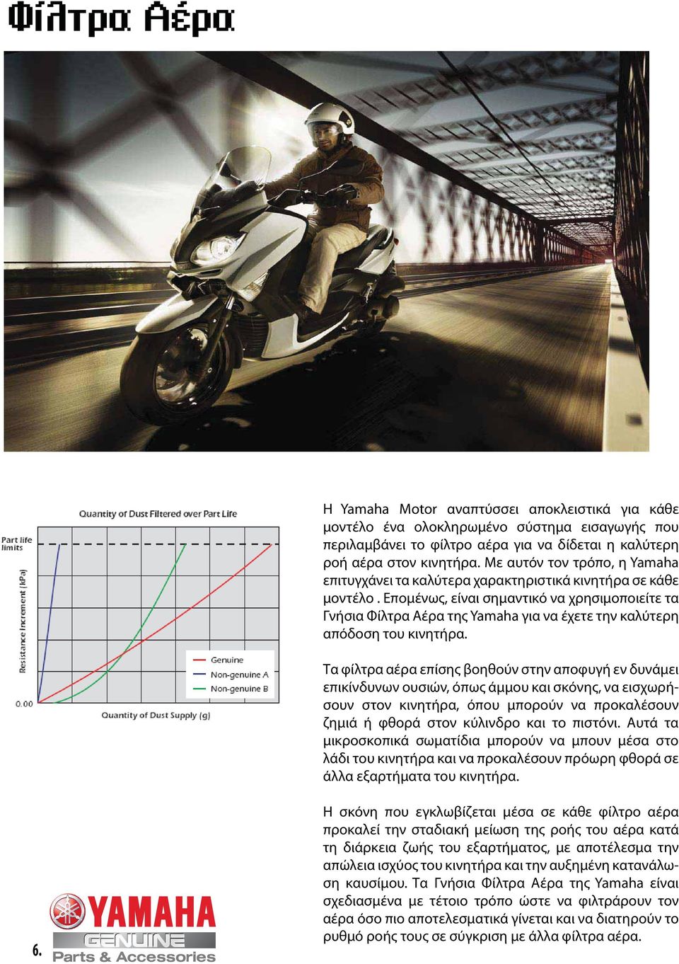 Επομένως, είναι σημαντικό να χρησιμοποιείτε τα Γνήσια Φίλτρα Αέρα της Yamaha για να έχετε την καλύτερη απόδοση του κινητήρα.