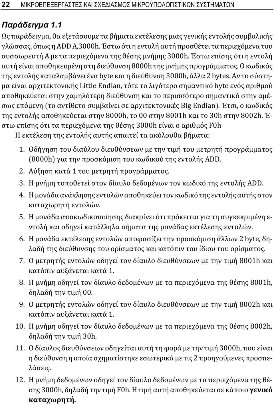 Ο κωδικός της εντολής καταλαμβάνει ένα byte και η διεύθυνση 3000h, άλλα 2 bytes.