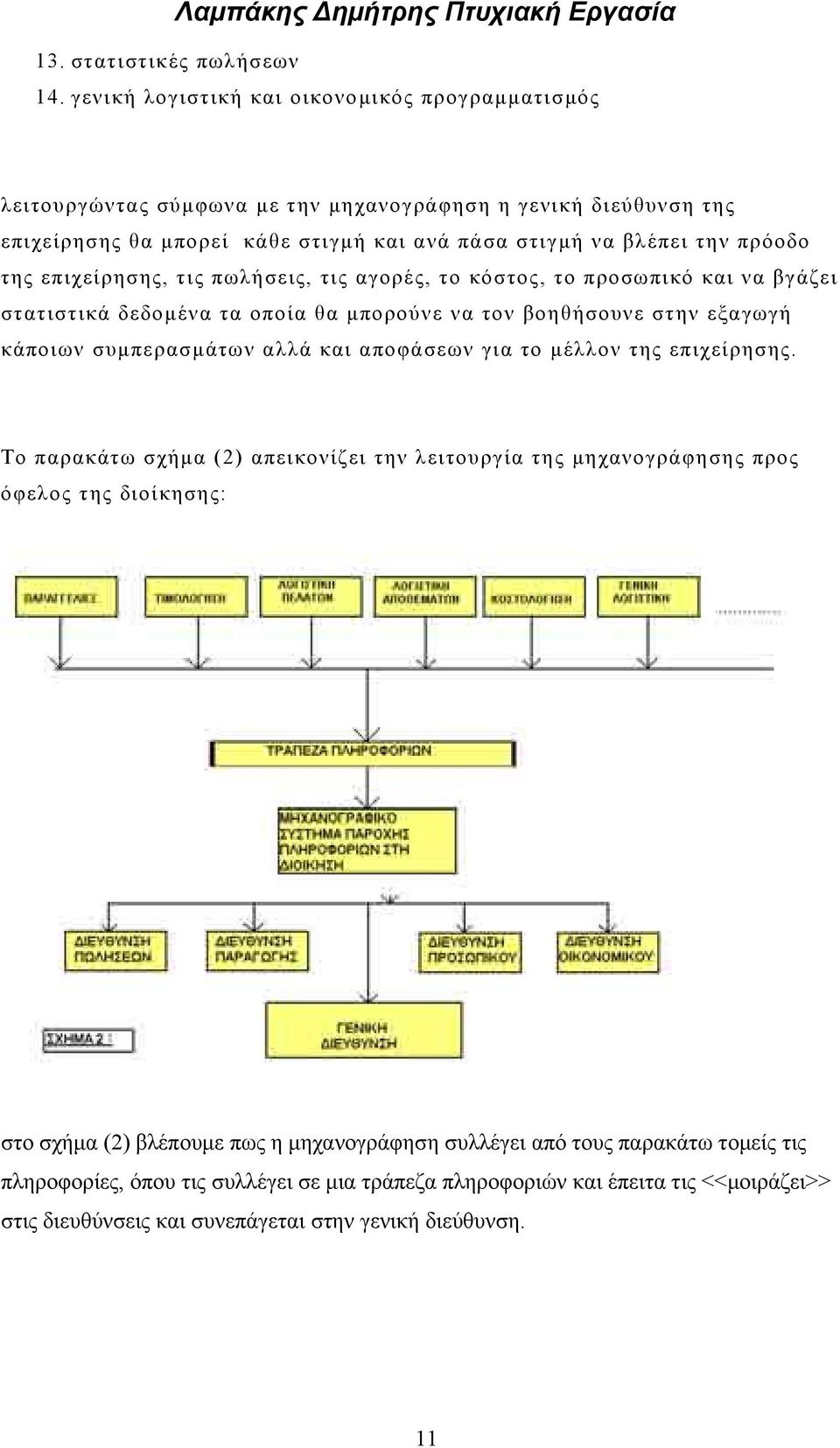 επιχείρησης, τις πωλήσεις, τις αγορές, το κόστος, το προσωπικό και να βγάζει στατιστικά δεδομένα τα οποία θα μπορούνε να τον βοηθήσουνε στην εξαγωγή κάποιων συμπερασμάτων αλλά και αποφάσεων για το