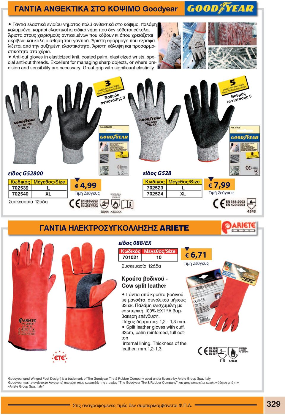 Άριστη κάλυψη και προσαρµοστικότητα στα χέρια. Anti-cut gloves in elasticized knit, coated palm, elasticized wrists, special anti-cut threads.