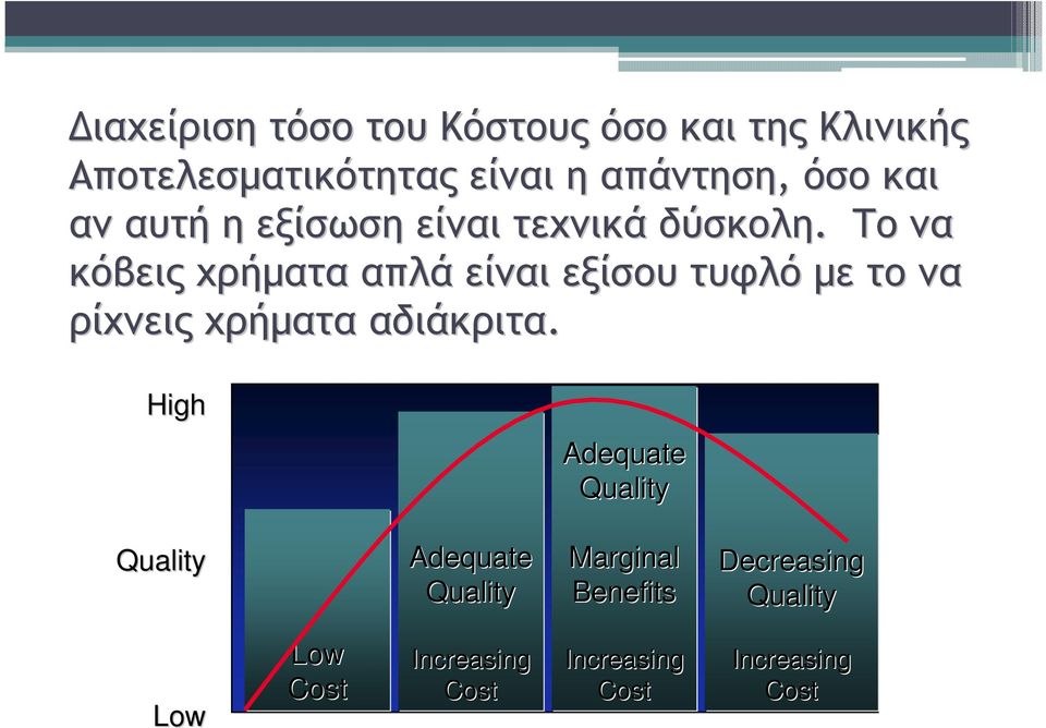 Το να κόβεις χρήµατα απλά είναι εξίσου τυφλό µε το να ρίχνεις χρήµατα αδιάκριτα.