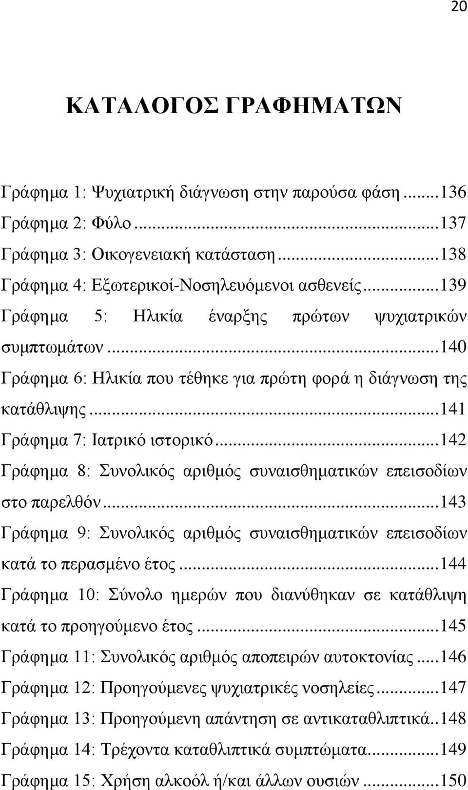 .. 142 Γράφημα 8: Συνολικός αριθμός συναισθηματικών επεισοδίων στο παρελθόν... 143 Γράφημα 9: Συνολικός αριθμός συναισθηματικών επεισοδίων κατά το περασμένο έτος.