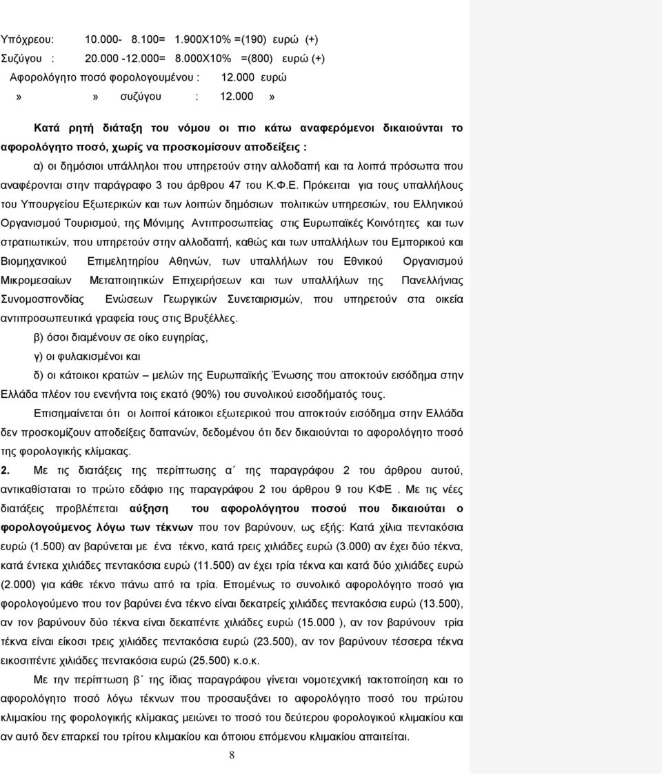 που αναφέρονται στην παράγραφο 3 του άρθρου 47 του Κ.Φ.Ε.