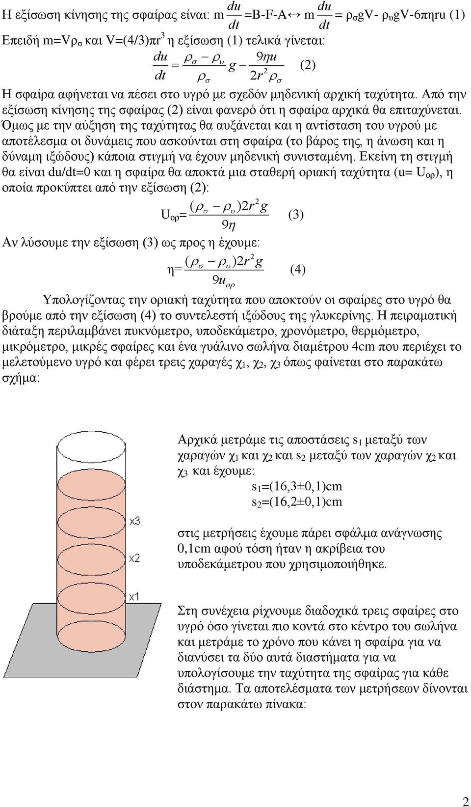 Όκσο κε ηελ αύμεζε ηεο ηαρύηεηαο ζα απμάλεηαη θαη ε αληίζηαζε ηνπ πγξνύ κε απνηέιεζκα νη δπλάκεηο πνπ αζθνύληαη ζηε ζθαίξα (ην βάξνο ηεο, ε άλσζε θαη ε δύλακε ημώδνπο) θάπνηα ζηηγκή λα έρνπλ κεδεληθή