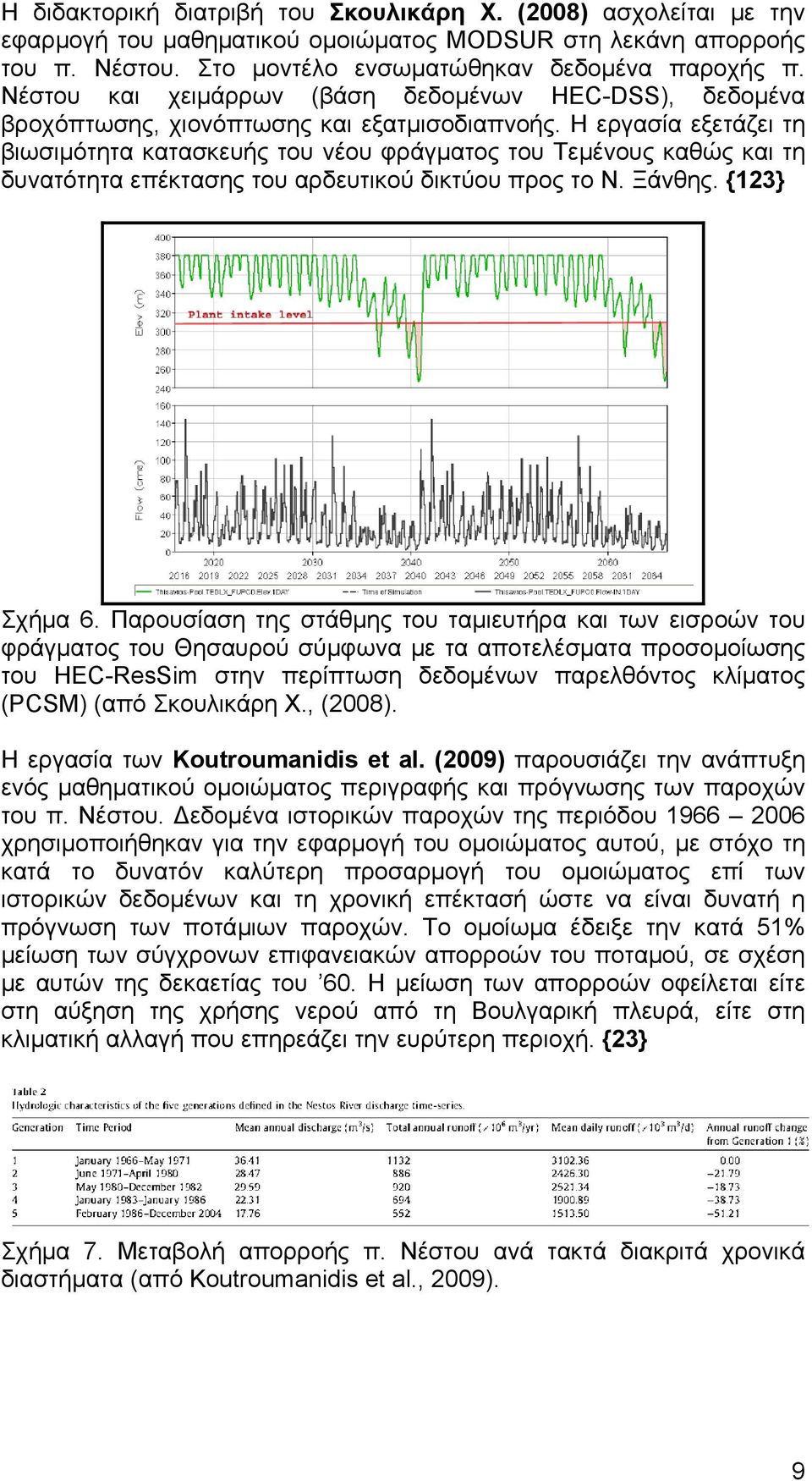 Η εργασία εξετάζει τη βιωσιμότητα κατασκευής του νέου φράγματος του Τεμένους καθώς και τη δυνατότητα επέκτασης του αρδευτικού δικτύου προς το Ν. Ξάνθης. {123} Σχήμα 6.