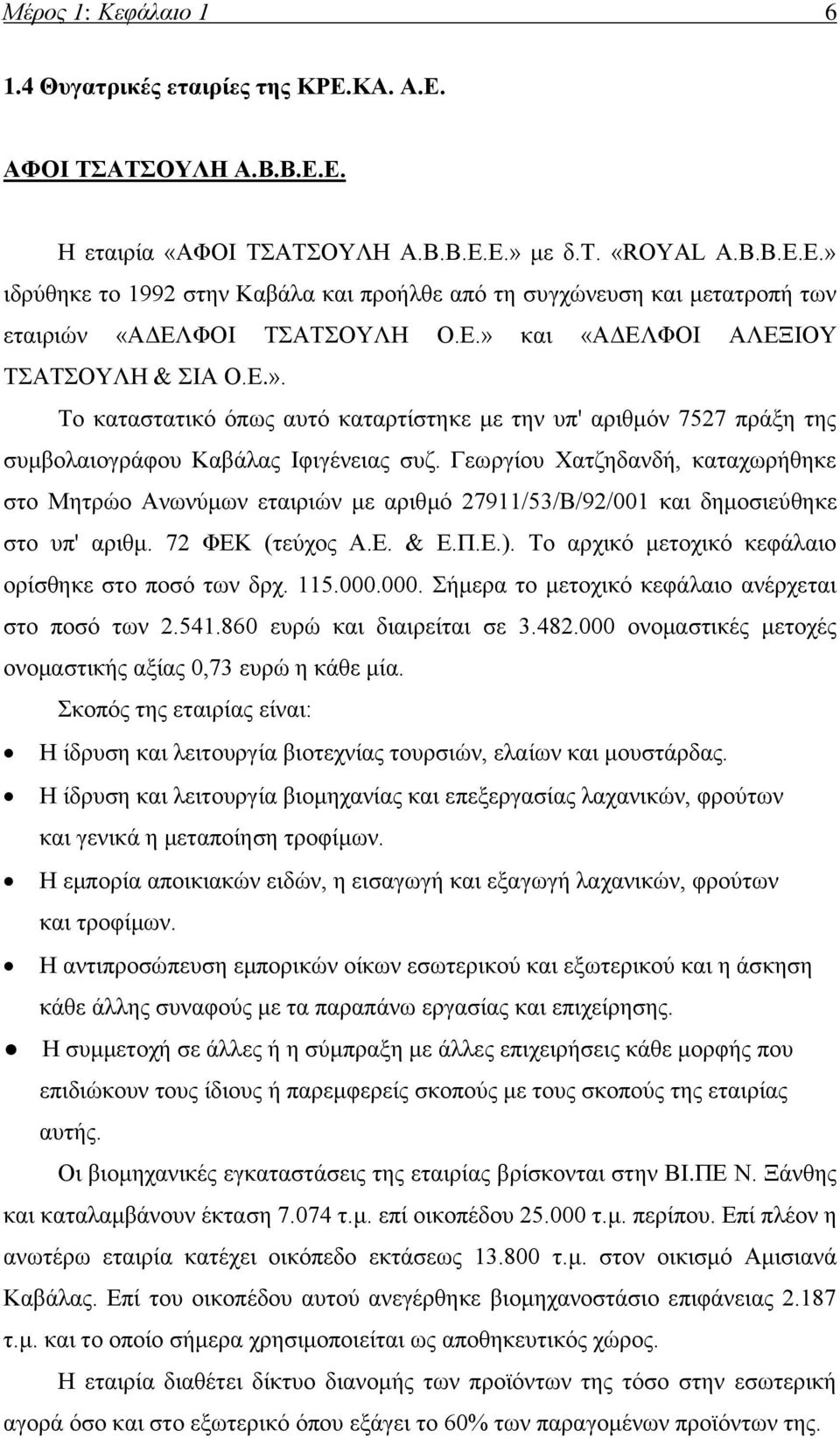 Γεωργίου Χατζηδανδή, καταχωρήθηκε στο Μητρώο Ανωνύμων εταιριών με αριθμό 27911/53/Β/92/001 και δημοσιεύθηκε στο υπ' αριθμ. 72 ΦΕΚ (τεύχος Α.Ε. & Ε.Π.Ε.).