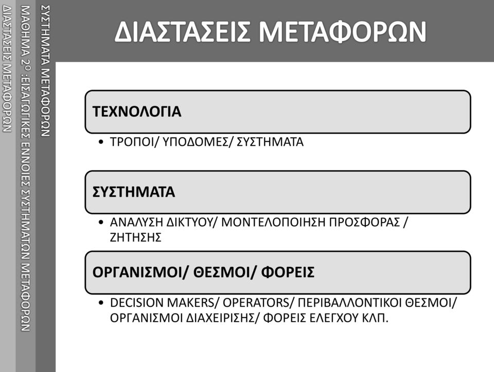 ΟΡΓΑΝΙΣΜΟΙ/ ΘΕΣΜΟΙ/ ΦΟΡΕΙΣ DECISION MAKERS/ OPERATORS/