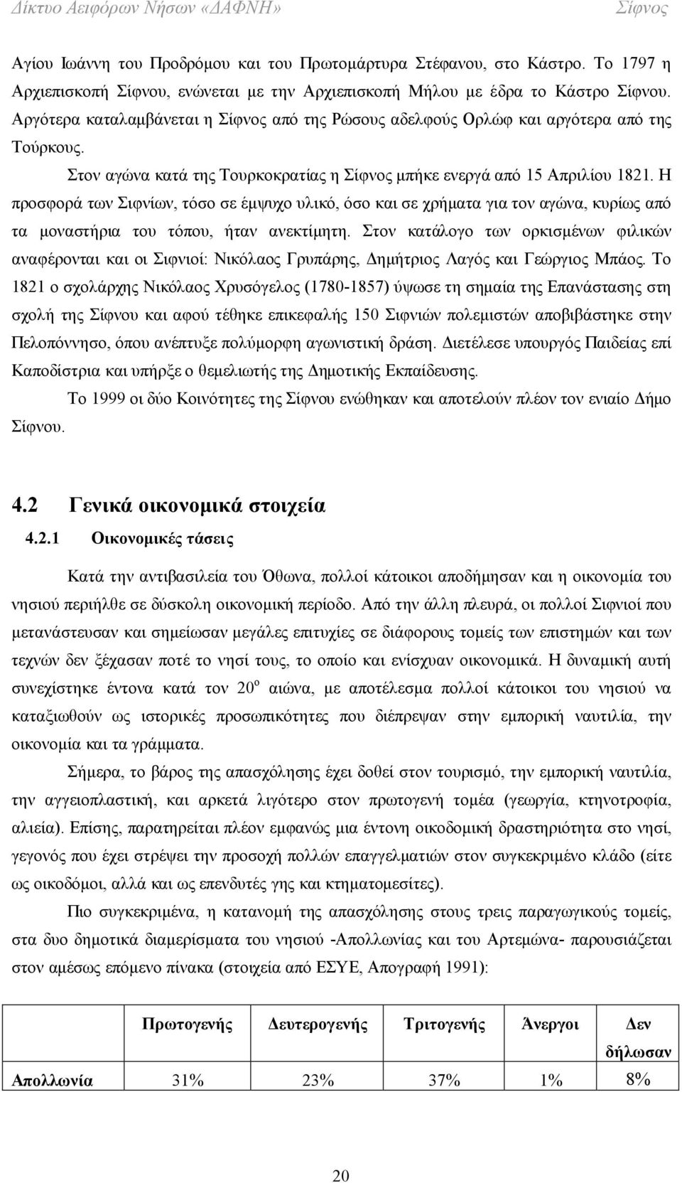 Η προσφορά των Σιφνίων, τόσο σε έμψυχο υλικό, όσο και σε χρήματα για τον αγώνα, κυρίως από τα μοναστήρια του τόπου, ήταν ανεκτίμητη.