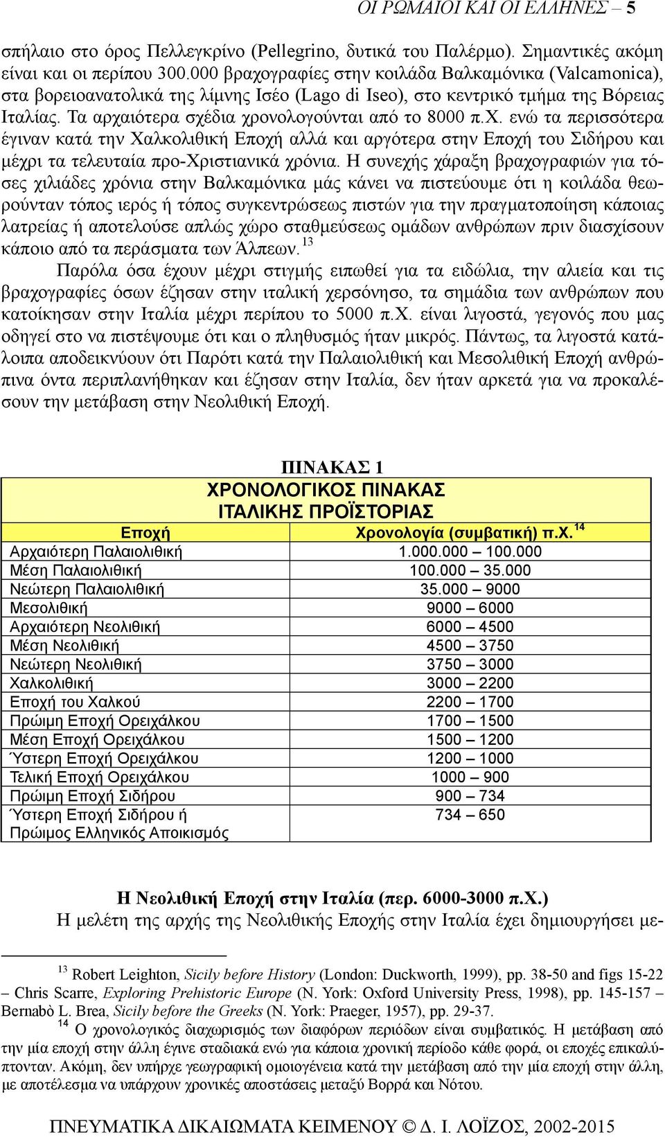 χ. ενώ τα περισσότερα έγιναν κατά την Χαλκολιθική Εποχή αλλά και αργότερα στην Εποχή του Σιδήρου και μέχρι τα τελευταία προ-χριστιανικά χρόνια.