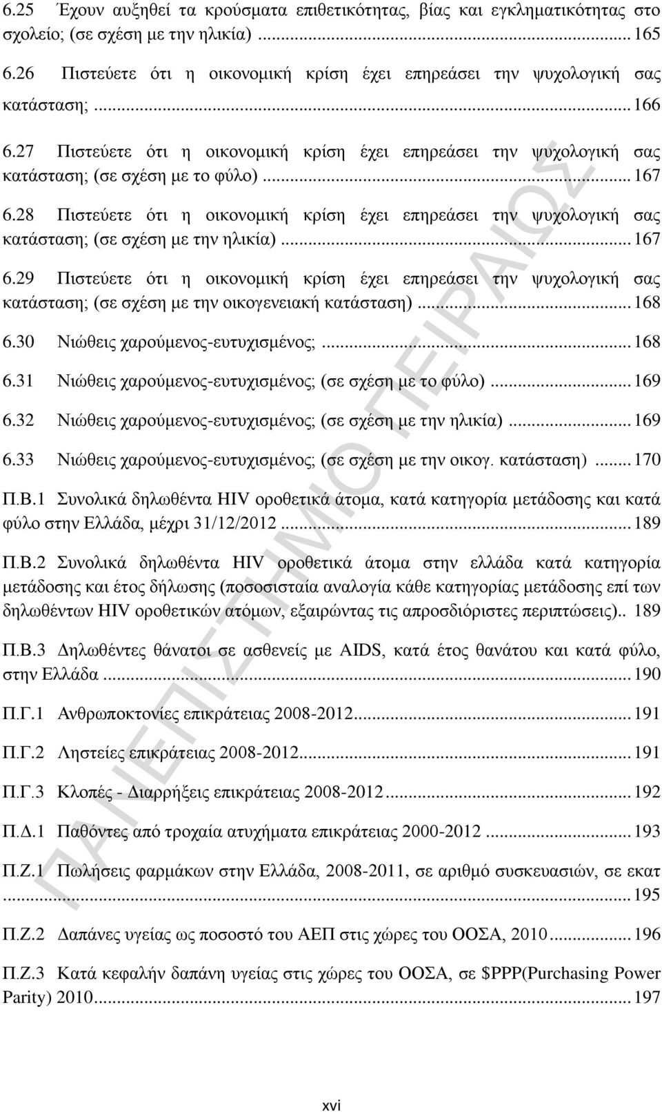 28 Πιστεύετε ότι η οικονομική κρίση έχει επηρεάσει την ψυχολογική σας κατάσταση; (σε σχέση με την ηλικία)... 167 6.