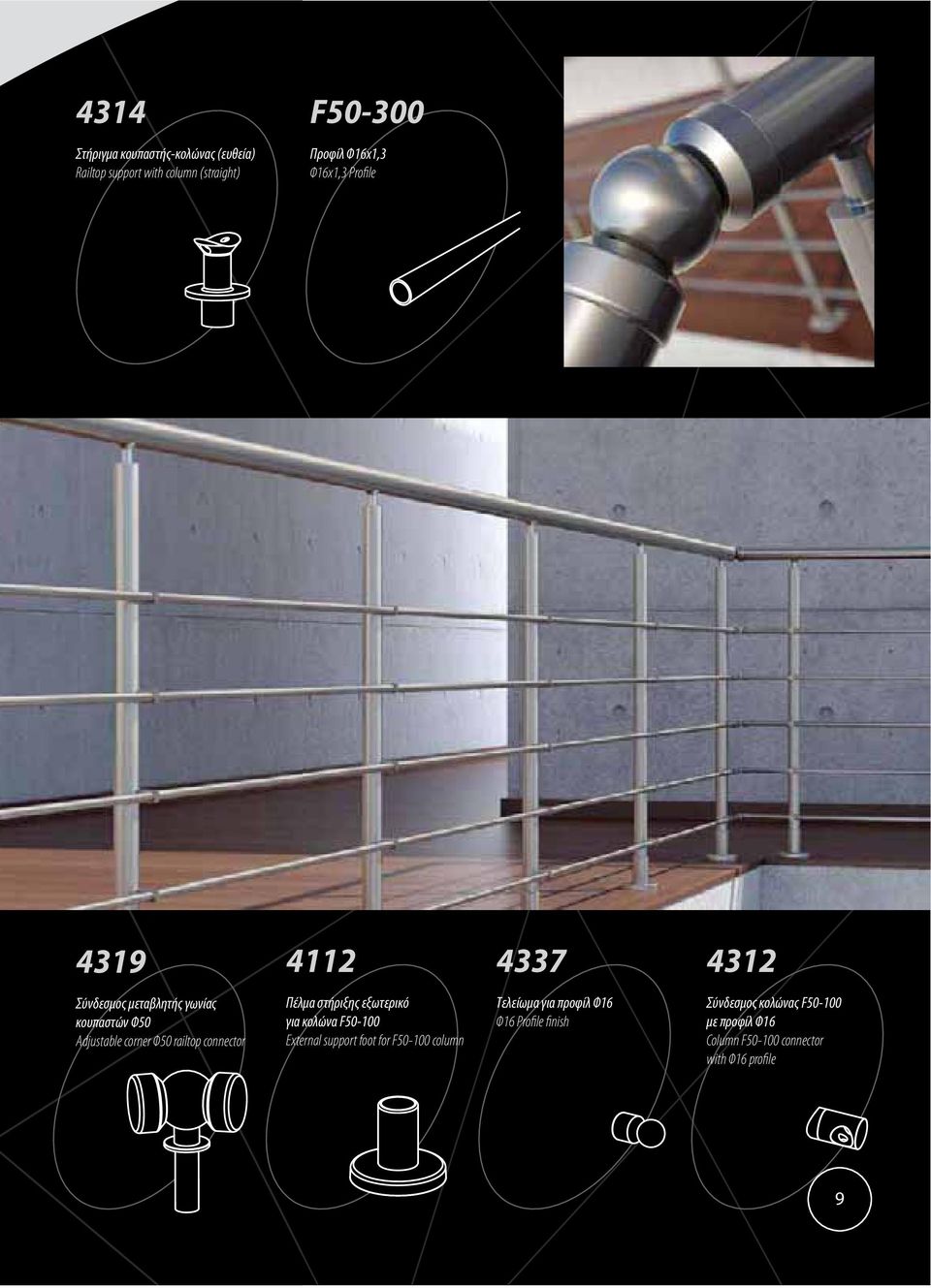 connector Πέλμα στήριξης εξωτερικό για κολώνα F50-100 External support foot for F50-100 column Τελείωμα για