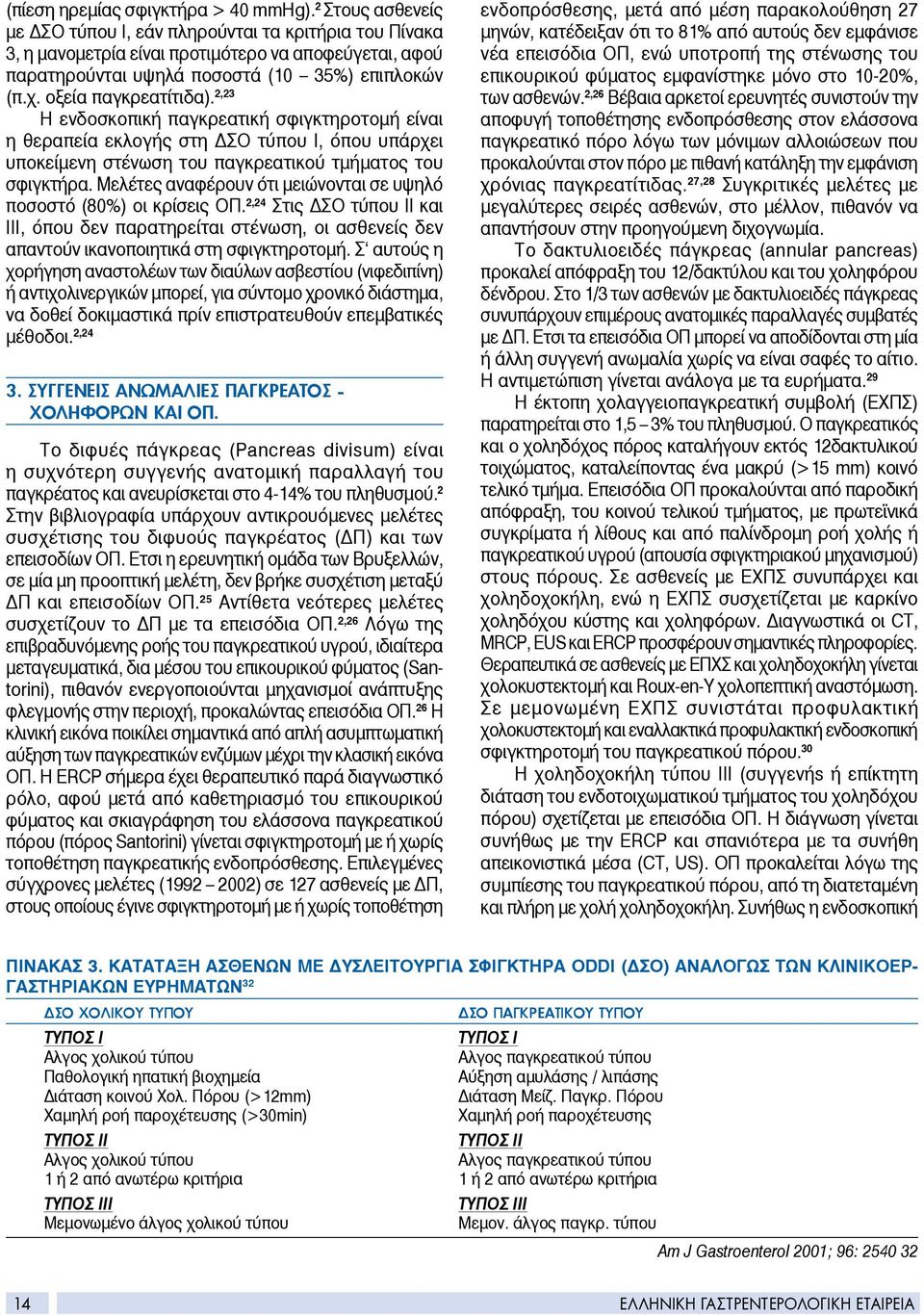 2,23 Η ενδοσκοπική παγκρεατική σφιγκτηροτομή είναι η θεραπεία εκλογής στη ΔΣΟ τύπου Ι, όπου υπάρχει υποκείμενη στένωση του παγκρεατικού τμήματος του σφιγκτήρα.