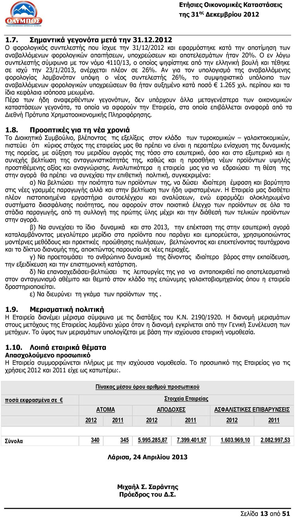 Ο εν λόγω συντελεστής σύµφωνα µε τον νόµο 4110/13, ο οποίος ψηφίστηκε από την ελληνική βουλή και τέθηκε σε ισχύ την 23/1/2013, ανέρχεται πλέον σε 26%.