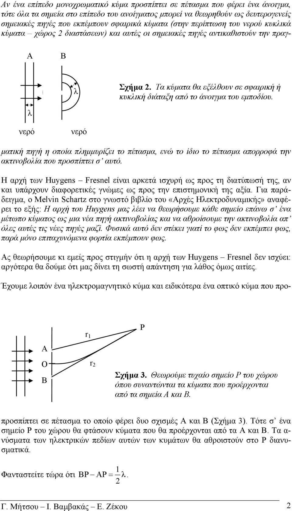 Τα κύµατα θα εξέλθουν σε σφαιρική ή κυκλική διάταξη από το άνοιγµα του εµποδίου.