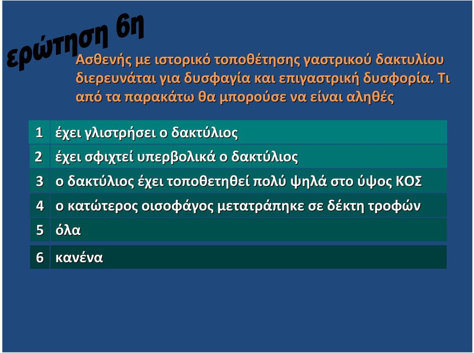 τροφών όλα 6 κανένα Ασθενής με ιστορικό τοποθέτησης γαστρικού δακτυλίου