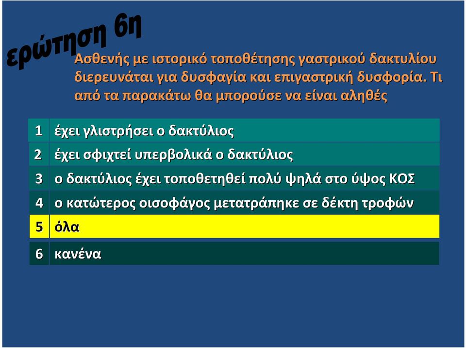 τροφών όλα 6 κανένα Ασθενής με ιστορικό τοποθέτησης γαστρικού δακτυλίου