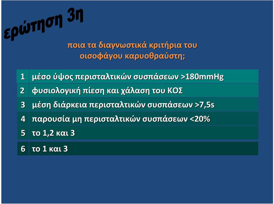 συσπάσεων >7,s παρουσία μη περισταλτικών συσπάσεων <0% το 1,