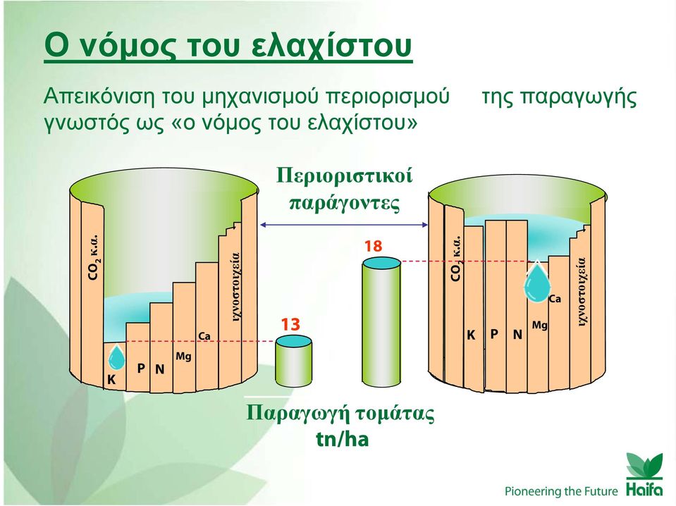 παραγωγής Περιοριστικοί παράγοντες CO 2 κ.α. Ca ιχνοστοιχεία 13 18 CO 2 κ.