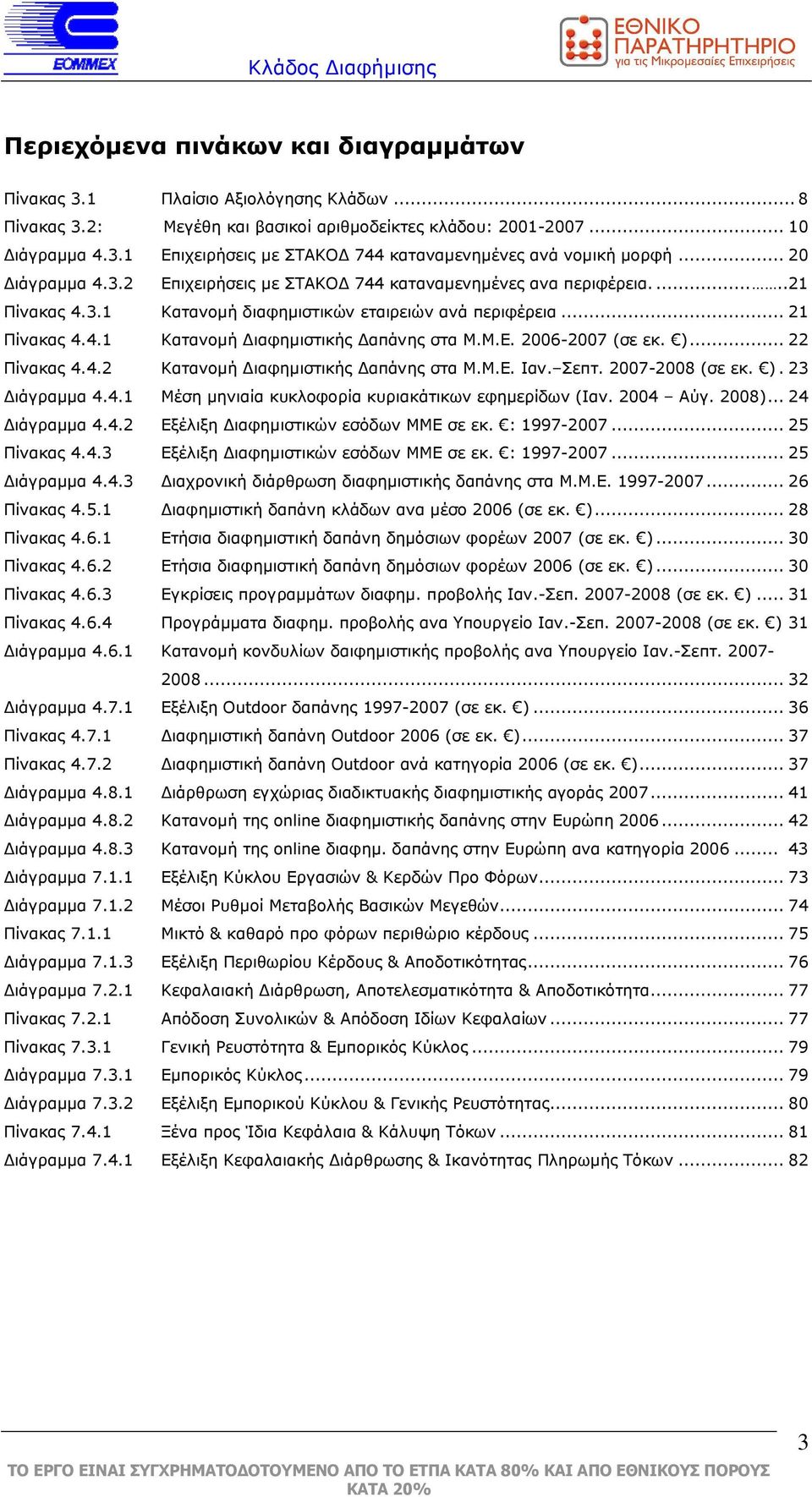 Μ.Ε. 2006-2007 (σε εκ. )... 22 Πίνακας 4.4.2 Κατανοµή ιαφηµιστικής απάνης στα Μ.Μ.Ε. Ιαν. Σεπτ. 2007-2008 (σε εκ. ). 23 ιάγραµµα 4.4.1 Μέση µηνιαία κυκλοφορία κυριακάτικων εφηµερίδων (Ιαν. 2004 Αύγ.