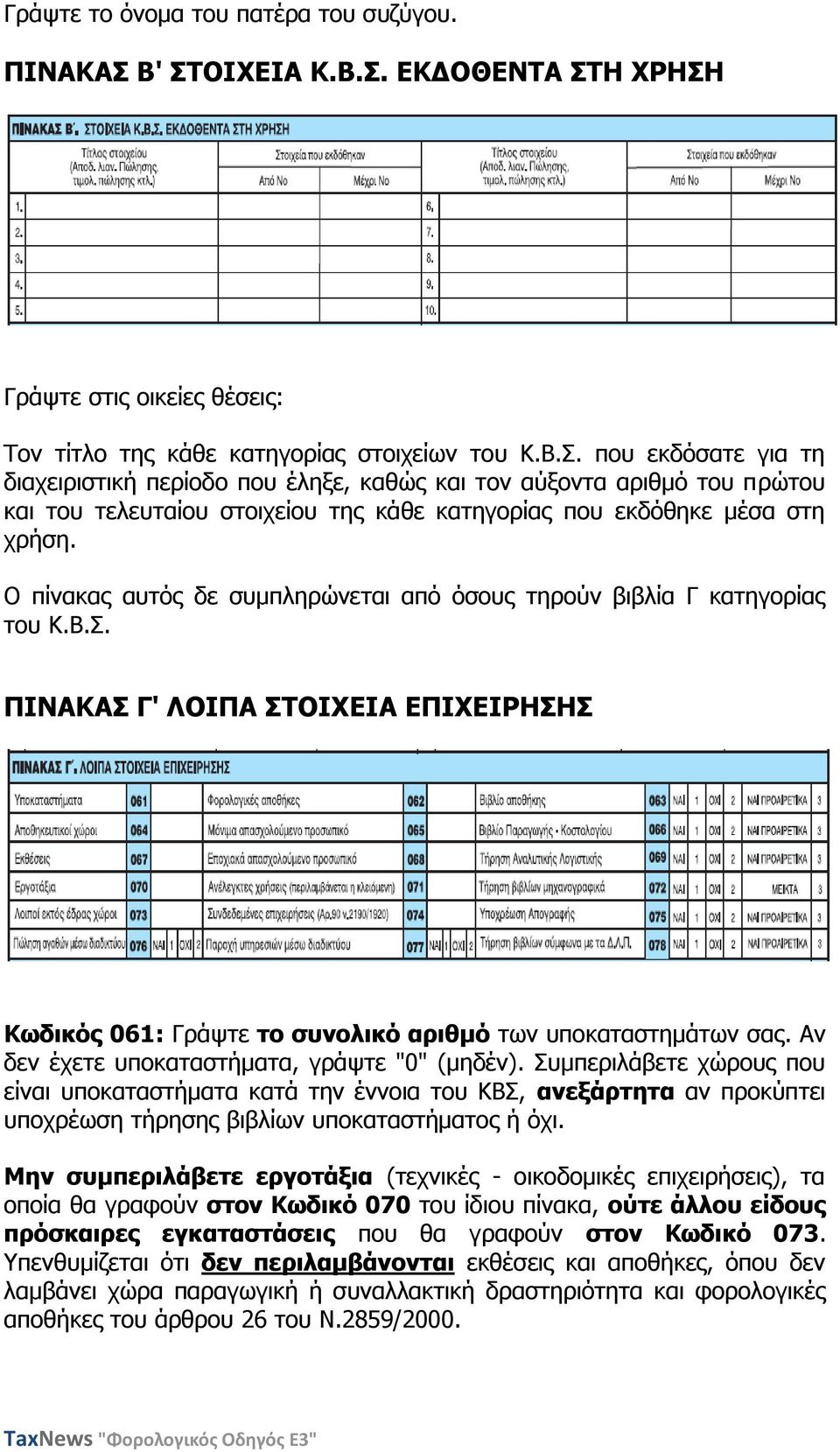 Ν πίλαθαο απηόο δε ζπκπιεξώλεηαη από όζνπο ηεξνύλ βηβιία Γ θαηεγνξίαο ηνπ Θ.Β.Π. ΞΗΛΑΘΑΠ Γ' ΙΝΗΞΑ ΠΡΝΗΣΔΗΑ ΔΞΗΣΔΗΟΖΠΖΠ Θσδηθόο 061: Γξάςηε ην ζπλνιηθό αξηζκό ησλ ππνθαηαζηεκάησλ ζαο.