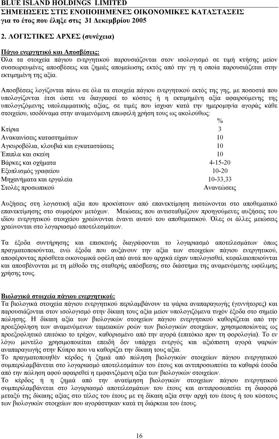 εκτός από την γη η οποία παρουσιάζεται στην εκτιμημένη της αξία.