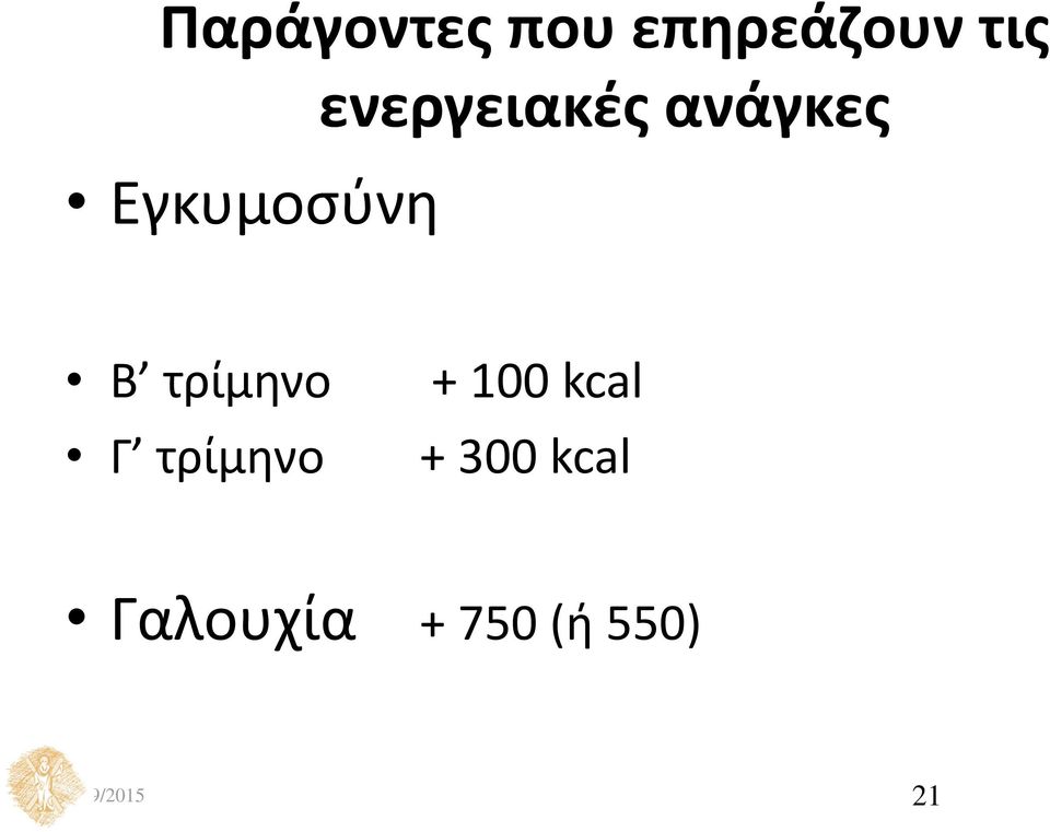 τρίμηνο Γ τρίμηνο + 100 kcal + 300