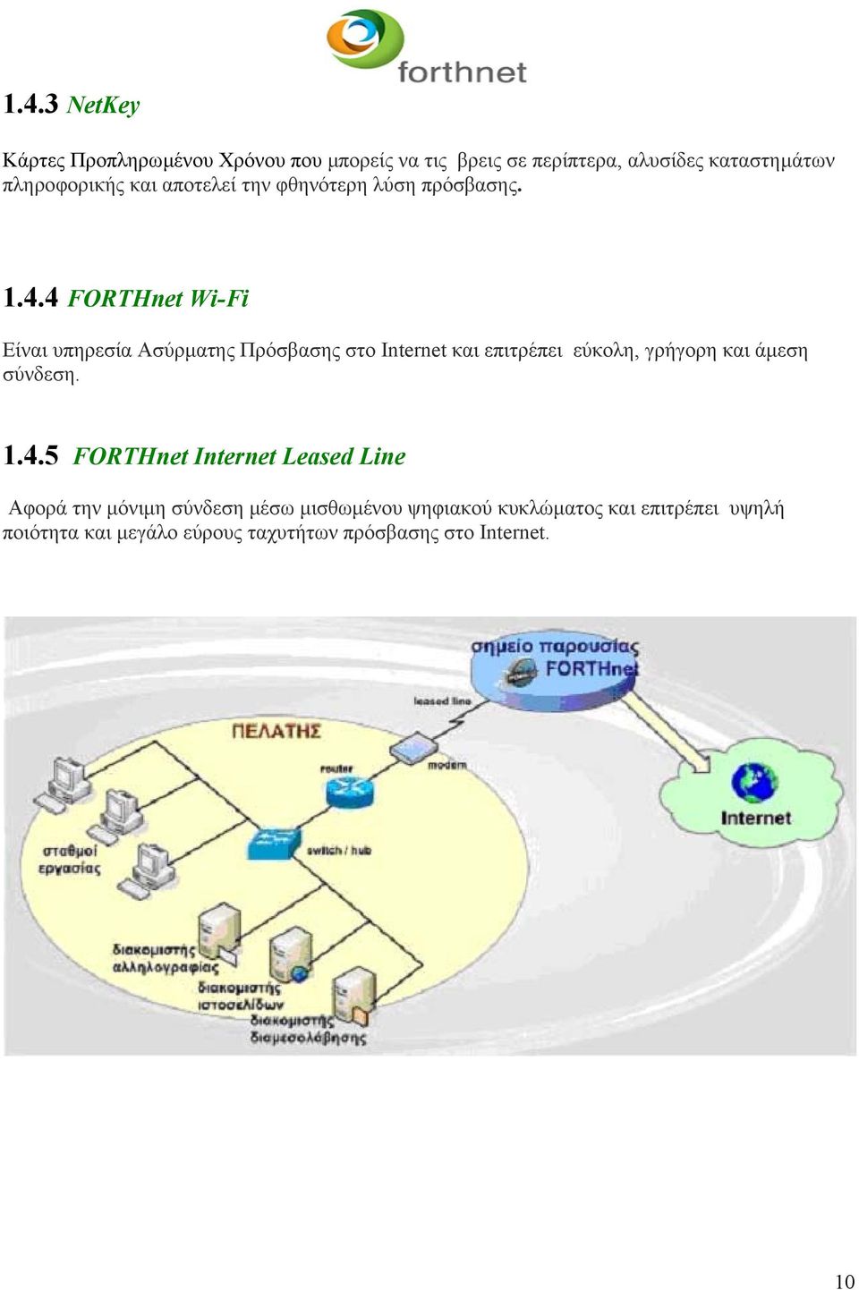 4 FORTHnet Wi-Fi Είναι υπηρεσία Ασύρµατης Πρόσβασης στο Internet και επιτρέπει εύκολη, γρήγορη και άµεση σύνδεση.