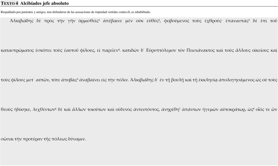 κατιδὼν δ Εὐρυπτόλεμον τὸν Πεισιάνακτος καὶ τοὺς ἄλλους οἰκείους καὶ τοὺς φίλους μετ αὐτῶν, τότε ἀποβὰς 5 ἀναβαίνει εἰς τὴν πόλιν.