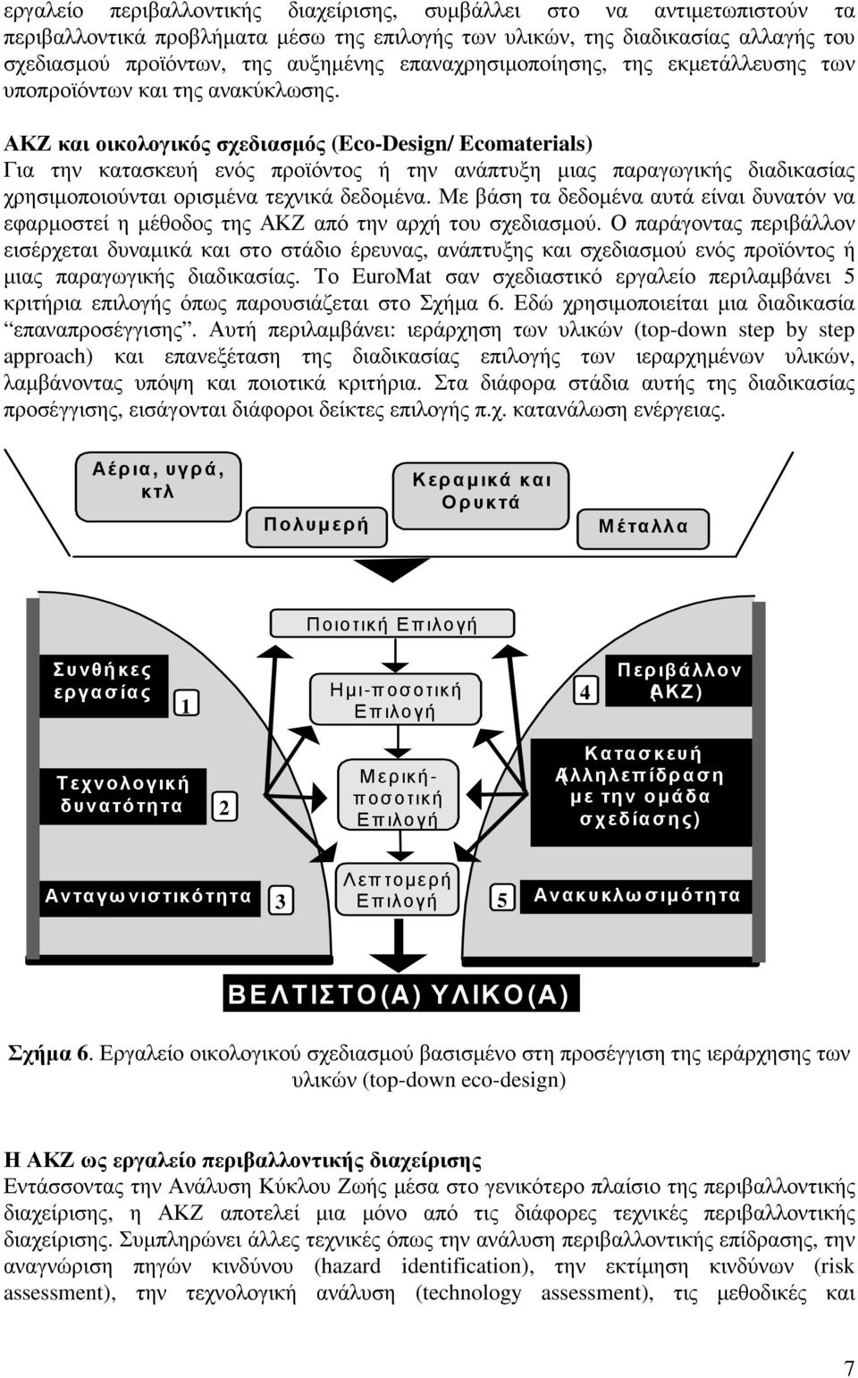 ΑΚΖ και οικολογικός σχεδιασµός (Eco-Design/ Ecomaterials) Για την κατασκευή ενός προϊόντος ή την ανάπτυξη µιας παραγωγικής διαδικασίας χρησιµοποιούνται ορισµένα τεχνικά δεδοµένα.