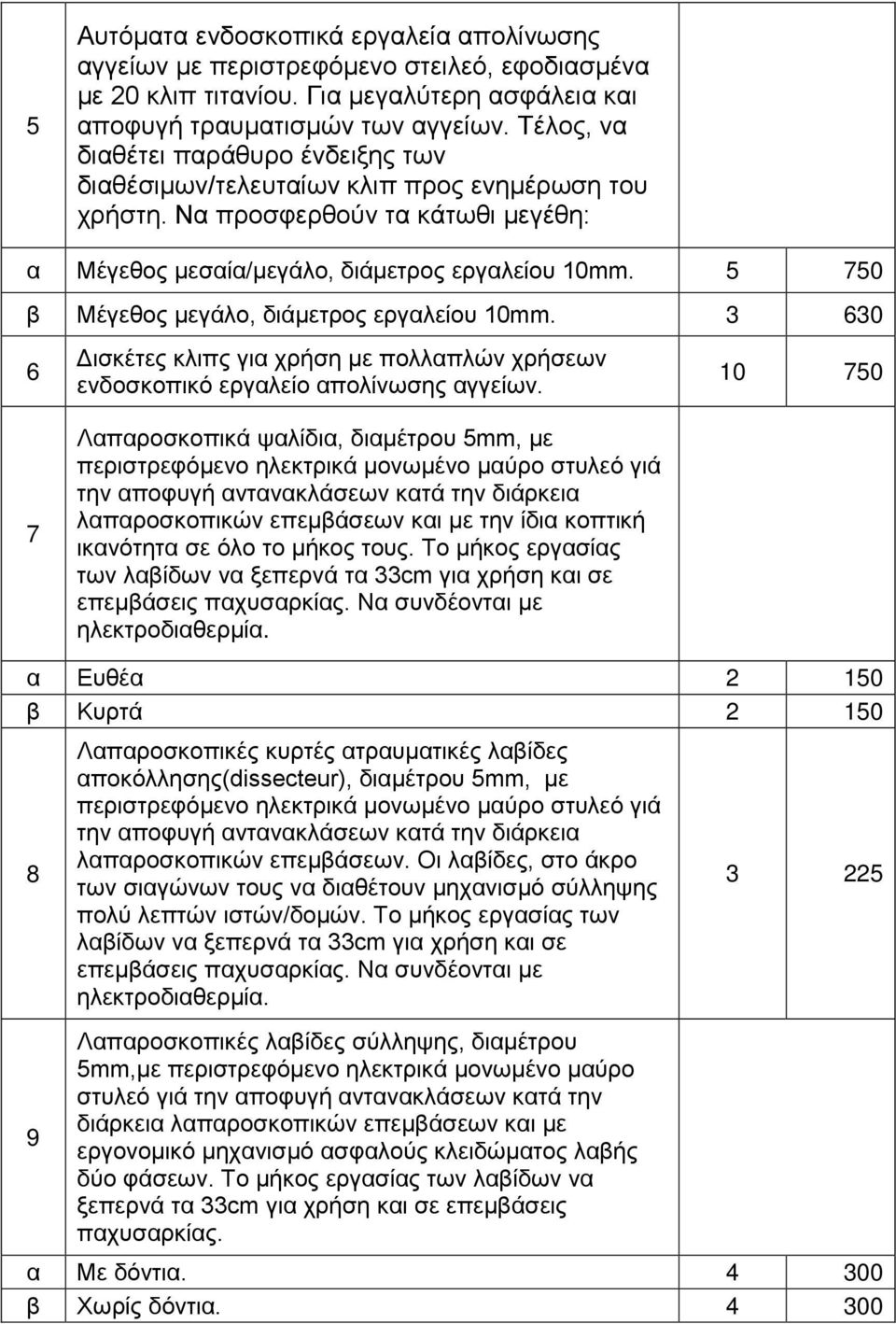 5 750 β Μέγεθος μεγάλο, διάμετρος εργαλείου 10mm. 3 630 6 Δισκέτες κλιπς για χρήση με πολλαπλών χρήσεων ενδοσκοπικό εργαλείο απολίνωσης αγγείων.