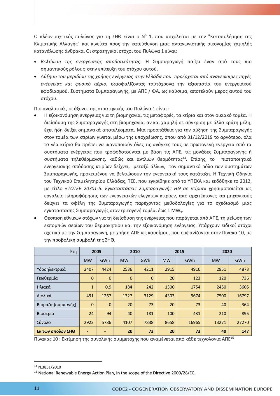 Αύξηση του μεριδίου της χρήσης ενέργειας στην Ελλάδα που προέρχεται από ανανεώσιμες πηγές ενέργειας και φυσικό αέριο, εξασφαλίζοντας ταυτόχρονα την αξιοπιστία του ενεργειακού εφοδιασμού.