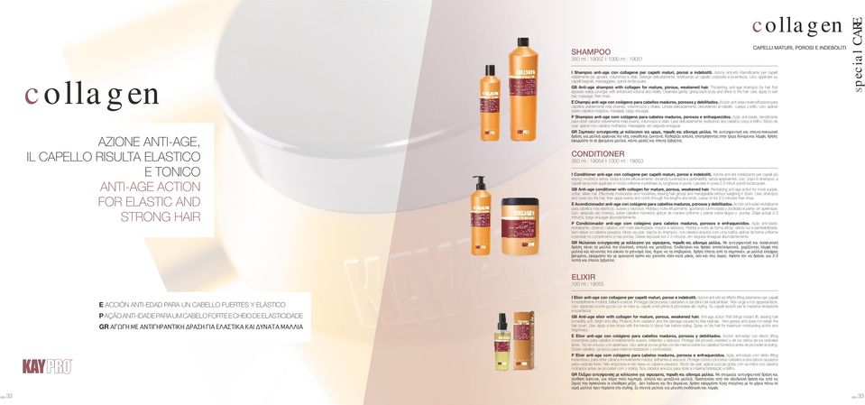 Uso: applicare su capelli bagnati, massaggiare, quindi risciacquare. GB Anti-age shampoo with collagen for mature, porous, weakened hair.