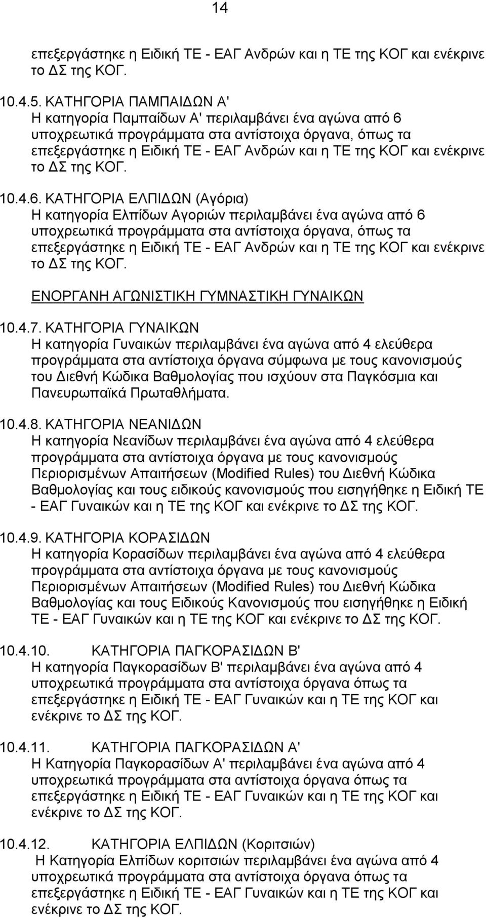 ενέκρινε το ΔΣ της ΚΟΓ. 10.4.6.