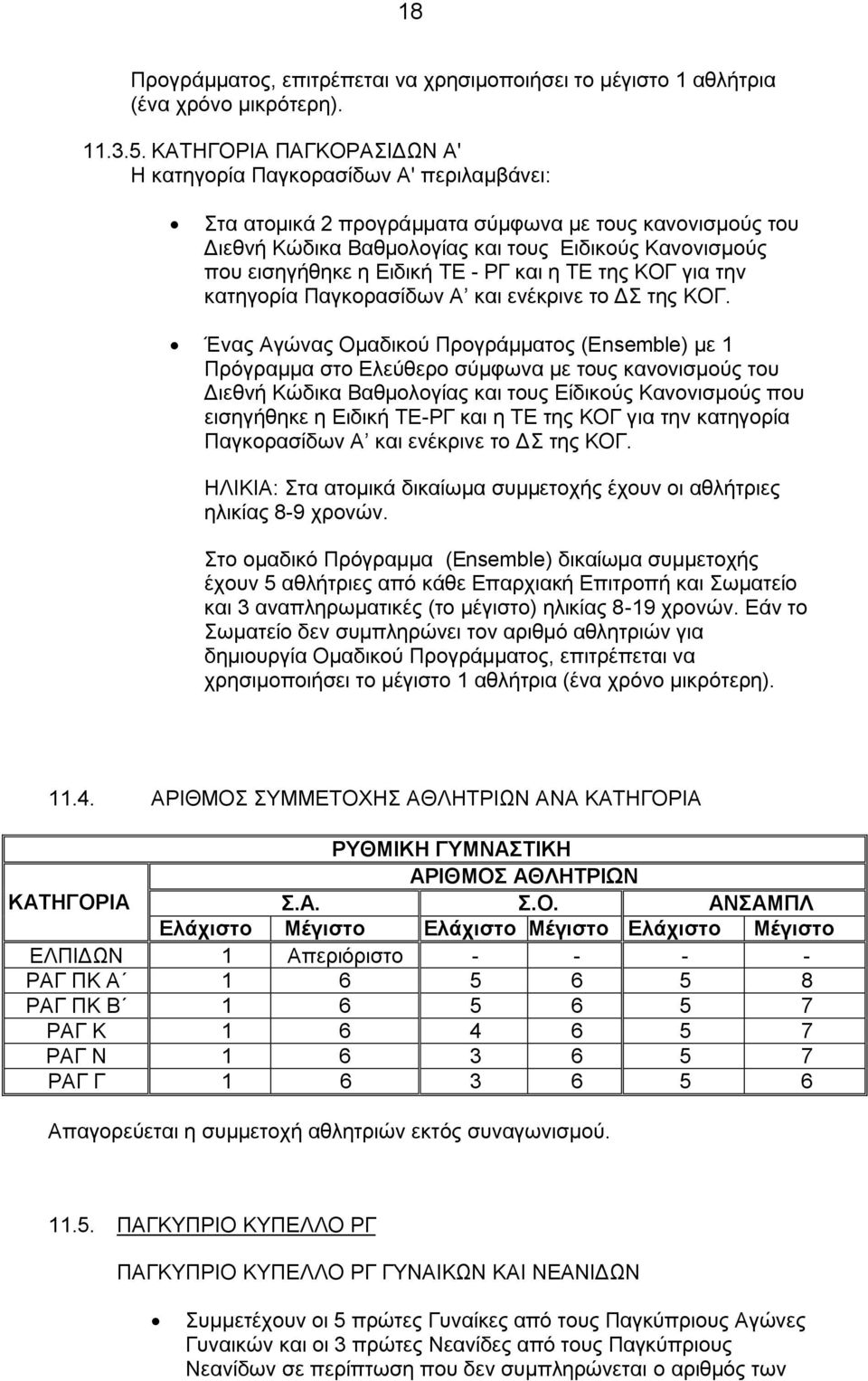 Ειδική ΤΕ - ΡΓ και η ΤΕ της ΚΟΓ για την κατηγορία Παγκορασίδων Α και ενέκρινε το ΔΣ της ΚΟΓ.