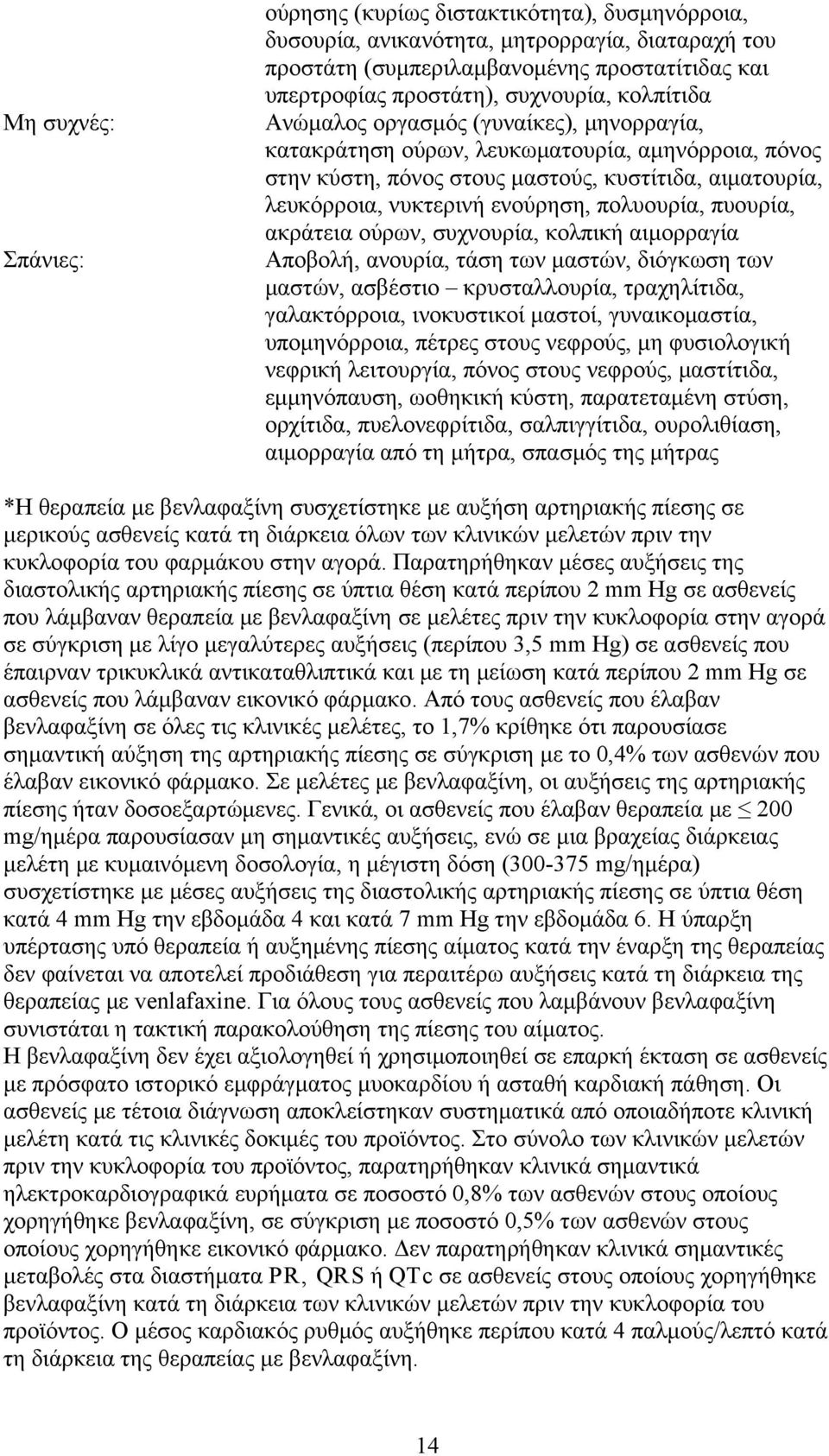 πυουρία, ακράτεια ούρων, συχνουρία, κολπική αιμορραγία Αποβολή, ανουρία, τάση των μαστών, διόγκωση των μαστών, ασβέστιο κρυσταλλουρία, τραχηλίτιδα, γαλακτόρροια, ινοκυστικοί μαστοί, γυναικομαστία,