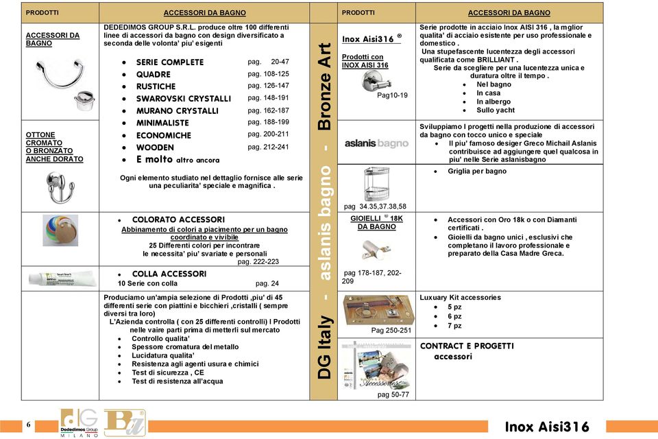 126-147 SWAROVSKI CRYSTALLI pag. 148-191 MURANO CRYSTALLI pag. 162-187 MINIMALISTE pag. 188-199 ECONOMICHE pag. 200-211 WOODEN pag.