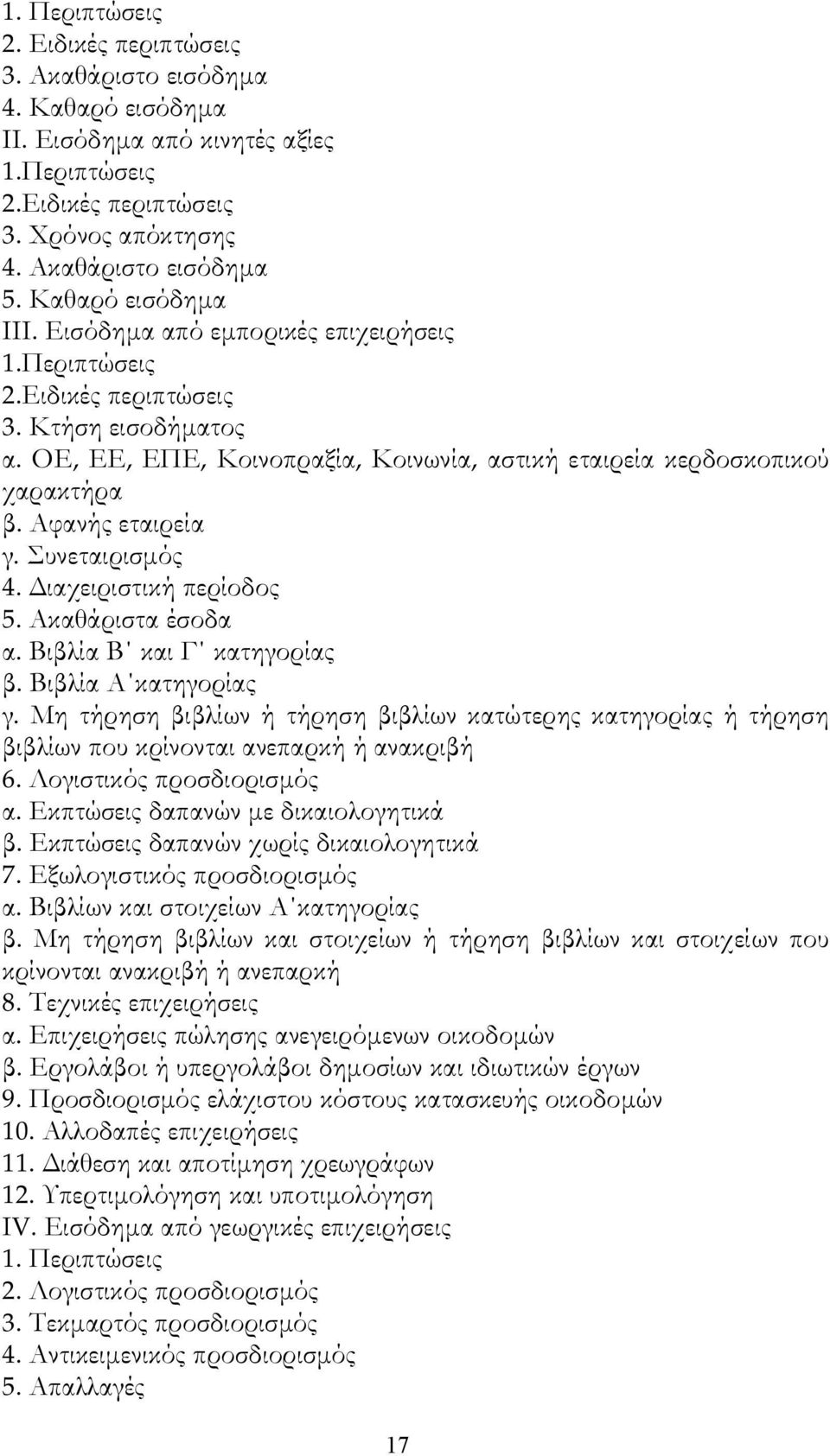 Αφανής εταιρεία γ. Συνεταιρισμός 4. Διαχειριστική περίοδος 5. Ακαθάριστα έσοδα α. Βιβλία Β και Γ κατηγορίας β. Βιβλία Α κατηγορίας γ.