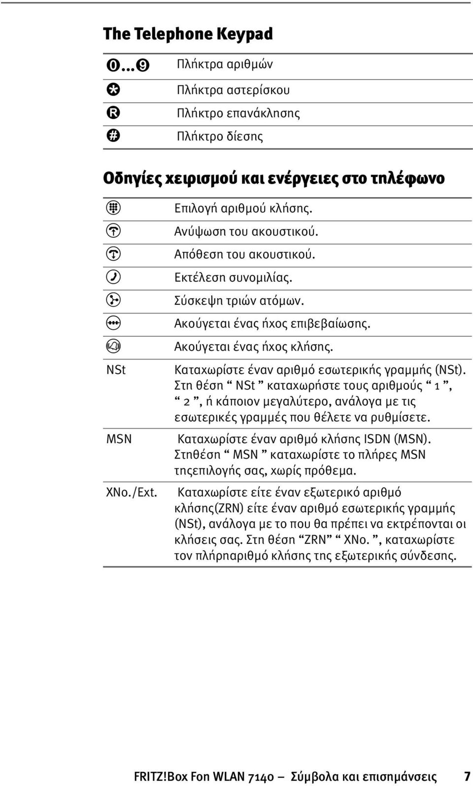 Καταχωρίστε έναν αριθµό εσωτερικής γραµµής (ΝSt). Στη θέση NSt καταχωρήστε τους αριθµούς 1, 2, ή κάποιον µεγαλύτερο, ανάλογα µε τις εσωτερικές γραµµές που θέλετε να ρυθµίσετε.