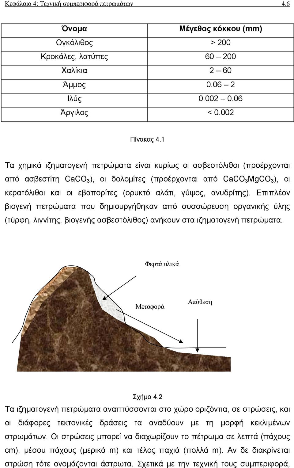 γύψος, ανυδρίτης). Επιπλέον βιογενή πετρώµατα που δηµιουργήθηκαν από συσσώρευση οργανικής ύλης (τύρφη, λιγνίτης, βιογενής ασβεστόλιθος) ανήκουν στα ιζηµατογενή πετρώµατα.