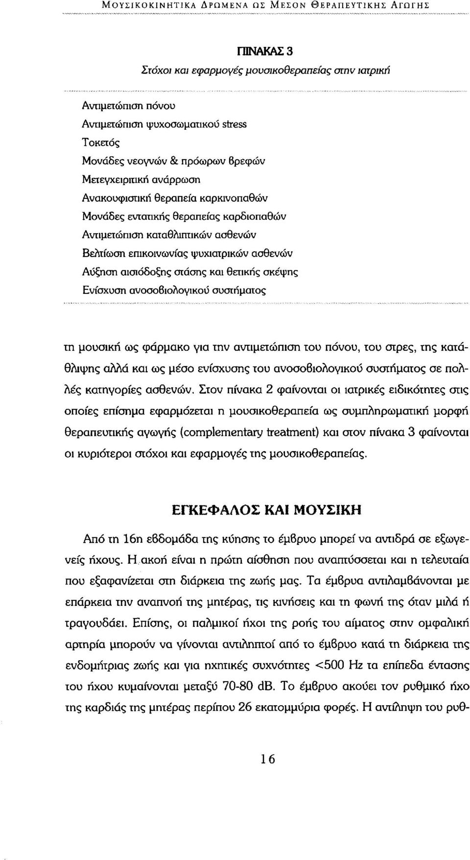 αισιόδοξης στάσης και θετικής σκέψης Ενίσχυση ανοσοβιολογικού συστήματος τη μουσική ως φάρμακο για την αντιμετώπιση του πόνου, του στρες, της κατάθλιψης αλλά και ως μέσο ενίσχυσης του ανοσοβιολογικού