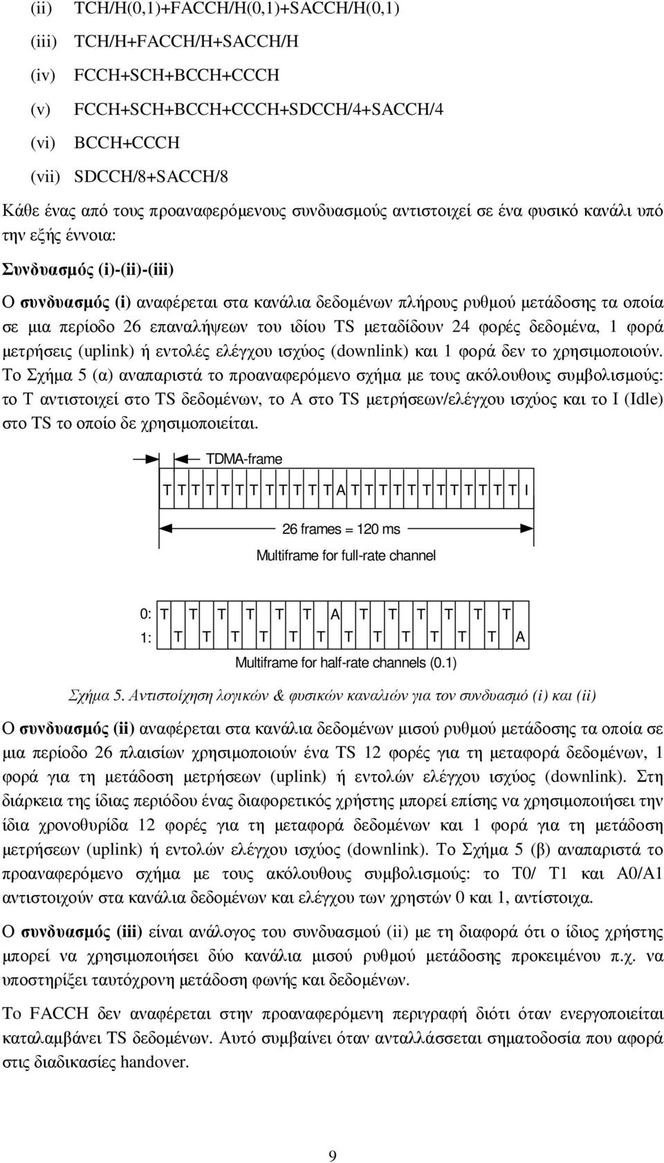 περίοδο 26 επαναλήψεων του ιδίου TS µεταδίδουν 24 φορές δεδοµένα, 1 φορά µετρήσεις (uplink) ή εντολές ελέγχου ισχύος (downlink) και 1 φορά δεν το χρησιµοποιούν.