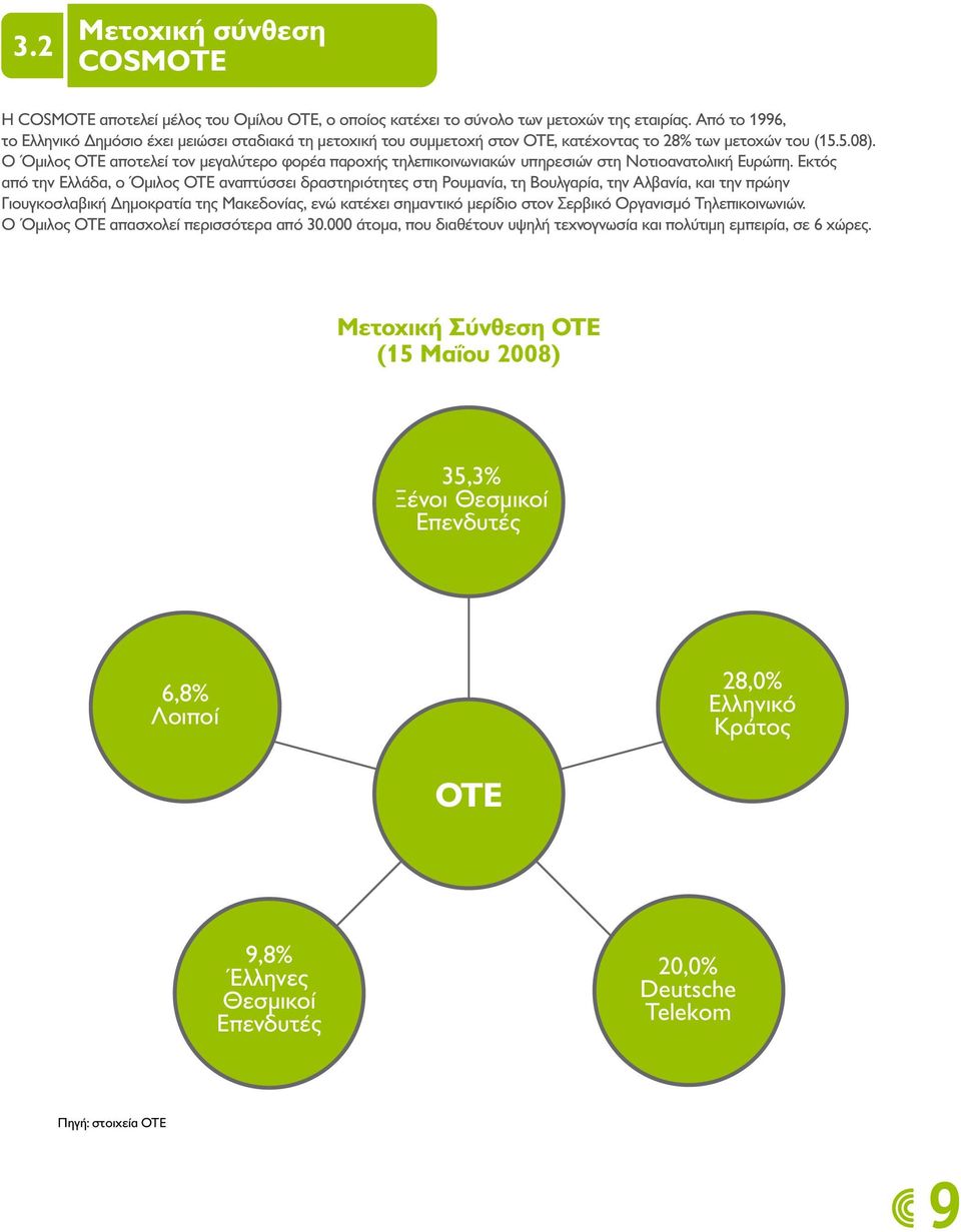 Ο Όµιλος ΟΤΕ αποτελεί τον µεγαλύτερο φορέα παροχής τηλεπικοινωνιακών υπηρεσιών στη Νοτιοανατολική Ευρώπη.