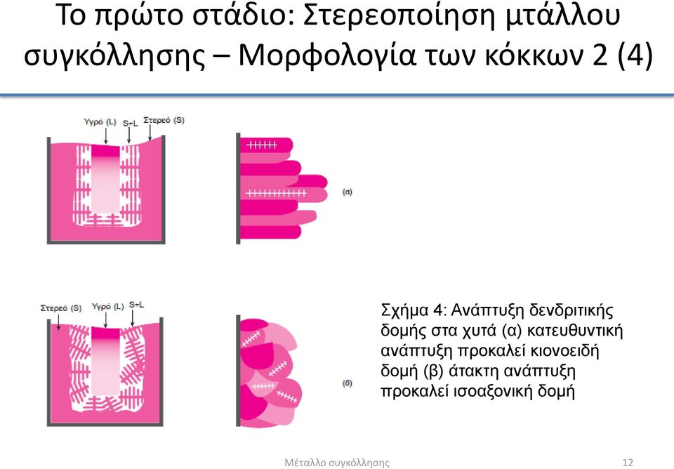 δομής στα χυτά (α) κατευθυντική ανάπτυξη προκαλεί κιονοειδή