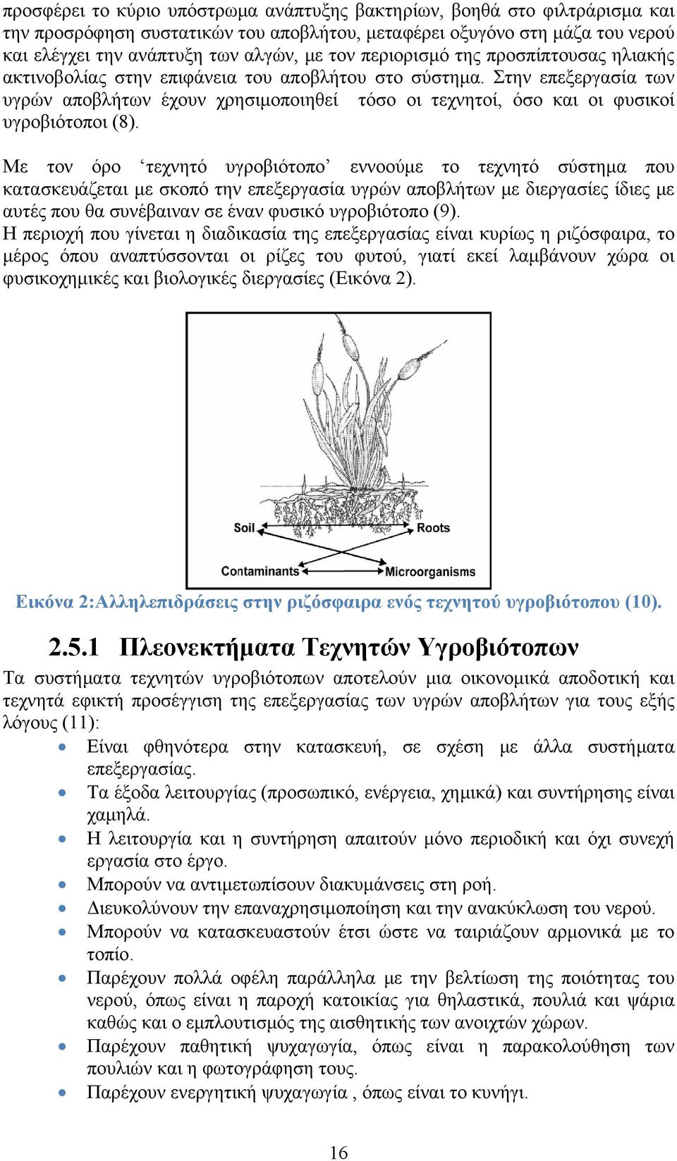 Στην επεξεργασία των υγρών αποβλήτων έχουν χρησιμοποιηθεί τόσο οι τεχνητοί, όσο και οι φυσικοί υγροβιότοποι (8).