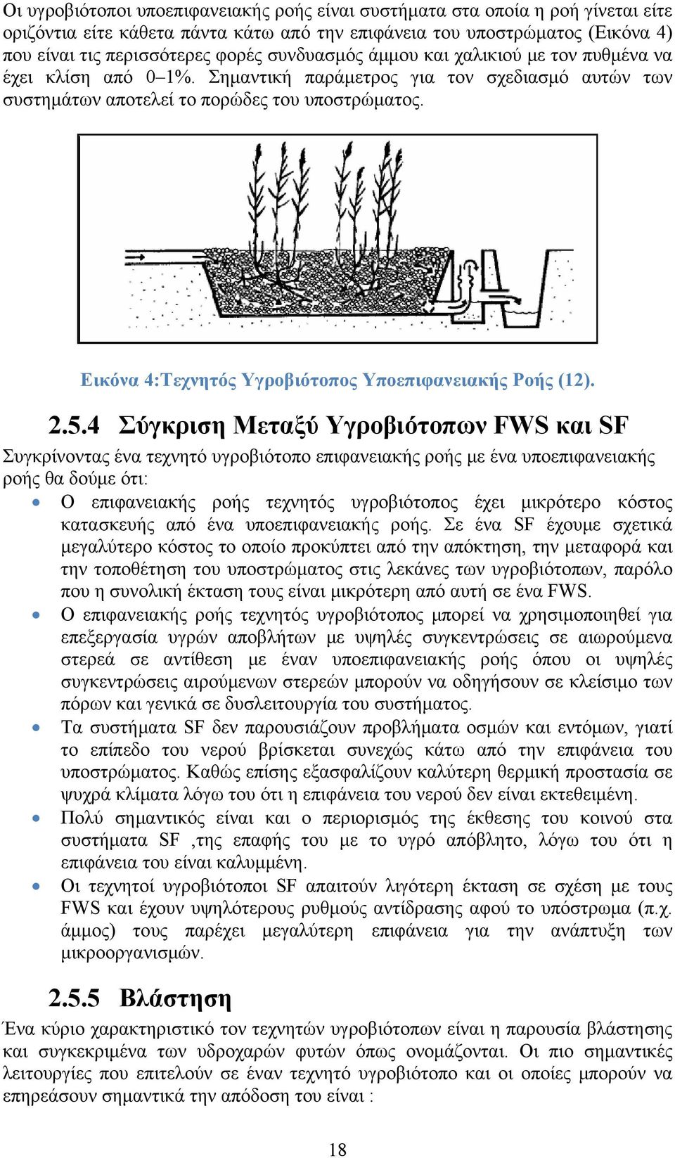 Εικόνα 4:Τεχνητός Υγροβιότοπος Υποεπιφανειακής Ροής (12). 2.5.