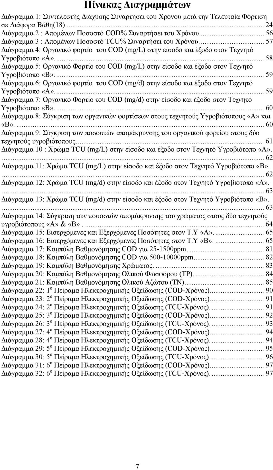 ... 58 Διάγραμμα 5: Οργανικό Φορτίο του COD (mg/l) στην είσοδο και έξοδο στον Τεχνητό Υγροβιότοπο «Β».