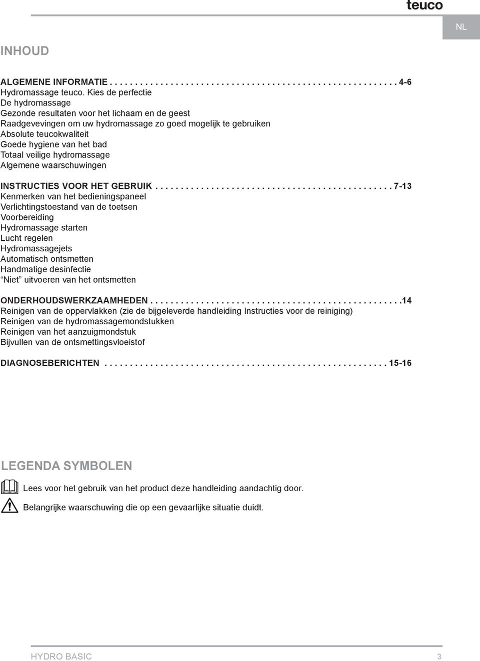 Totaal veilige hydromassage Algemene waarschuwingen INSTRUCTIES VOOR HET GEBRUIK.