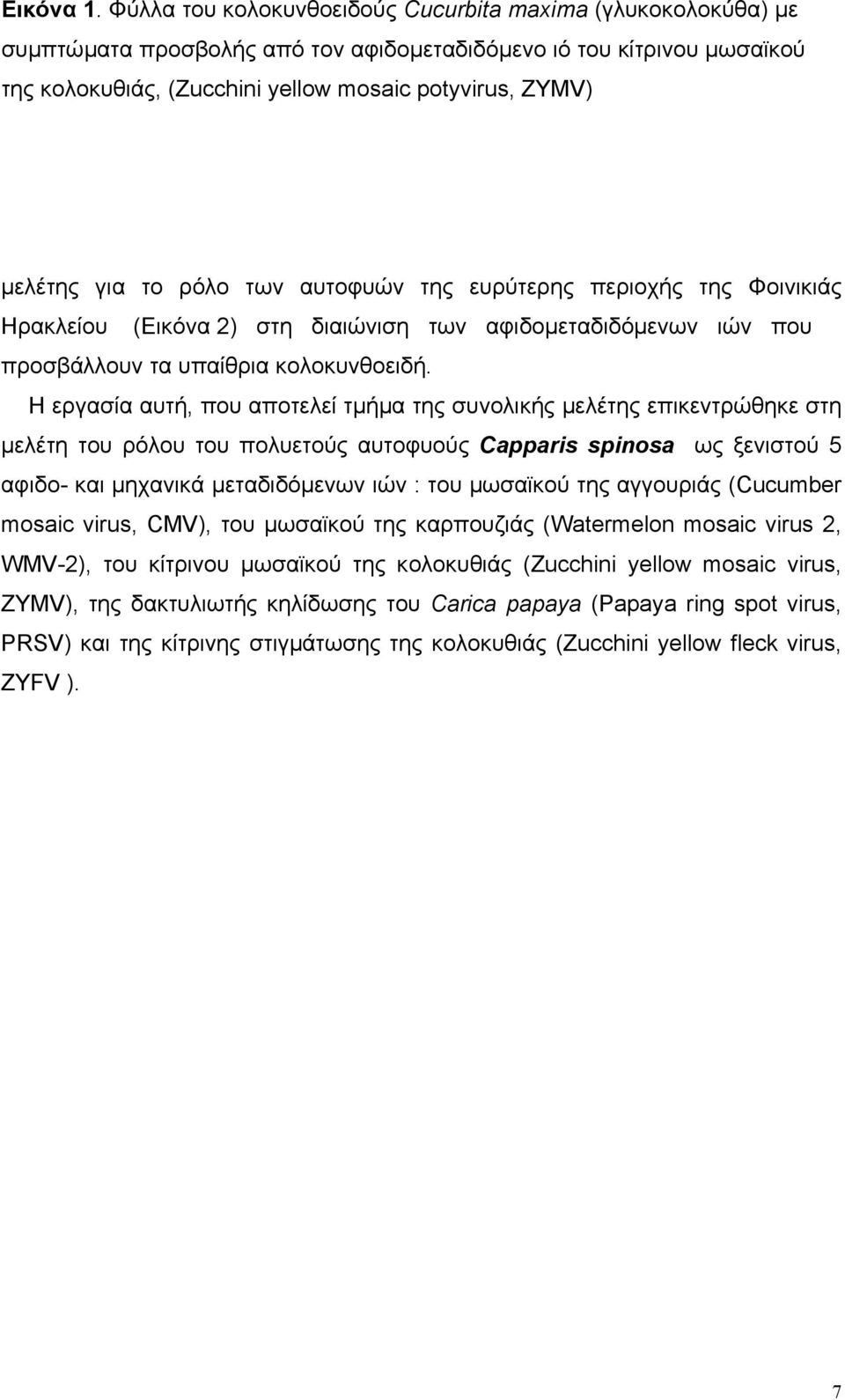 για το ρόλο των αυτοφυών της ευρύτερης περιοχής της Φοινικιάς Ηρακλείου (Εικόνα 2) στη διαιώνιση των αφιδοµεταδιδόµενων ιών που προσβάλλουν τα υπαίθρια κολοκυνθοειδή.