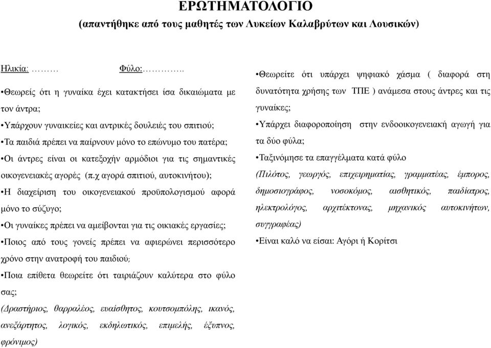 παίρνουν μόνο το επώνυμο του πατέρα; ι άντρες είναι οι κατεξοχήν αρμόδιοι για τις σημαντικές οικογενειακές αγορές (π.